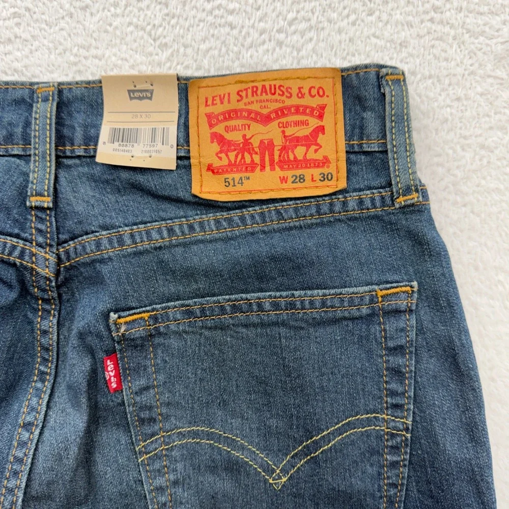 Levis 514 Straight Stretch Mens Jeans Blue Medium Wash 28x30 005148403 NWT